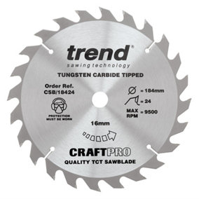 Trend CSB/18424 TCT Circular Saw Blade 184mm X 24 Teeth X 16mm DeWalt DWE560