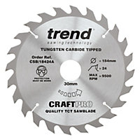 Trend CSB/18424A TCT Craft Saw Blade 184mm X 24 Teeth X 30mm Hitachi C7ST C7SB2