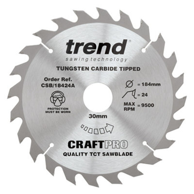 Trend CSB/18424A TCT Craft Saw Blade 184mm X 24 Teeth X 30mm Hitachi C7ST C7SB2