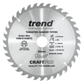 Trend CSB/21036TC Craft Table Saw Blade 210mm X 36 Teeth X 30 Dewalt DCS7485