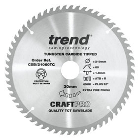 Trend CSB/21060TC Craft Table Saw Blade 210mm X 60 Teeth X 30 Dewalt DCS7485