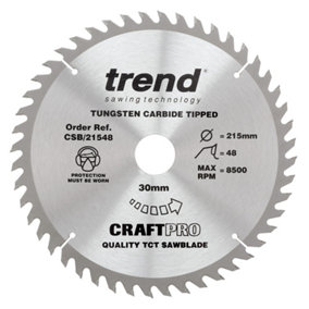 Trend CSB/21548 Craft Saw Blade 215mm X 48T X 30mm For Mains Corded Circular Saw