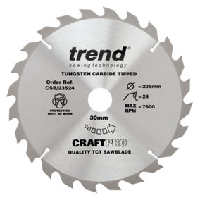 Trend CSB/23524 The Craft Pro 235mm 30mm Bore 24 Tooth ATB Circular Saw Blade