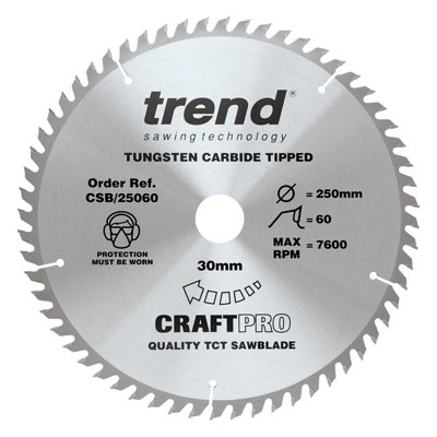 Trend CSB/250/3PK CraftPro Table Saw Blade 3 Pack 250mm x 30mm x 48T 60T 84T
