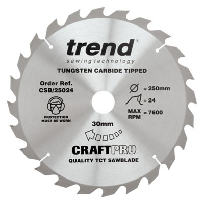 Trend CSB/25024 Craft Circular Saw Blade 250mm X 24 Teeth X 30mm Table Saw Blade