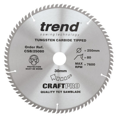 Trend CSB/25080 Craft Circular Saw Blade 250mm X 80 Teeth X 30mm Table Saw Blade