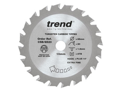 Trend CSB/8520 CraftPro Mini Saw Blade 85mm x 10mm x 20T BES510K-GB Draper 57475