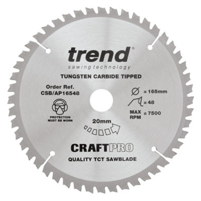 Trend CSB/AP16548 Plunge Saw Blade for Aluminium Plastic 165mm X 48 Teeth X 20mm