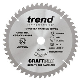 Trend CSB/CC19048T Craft Mitre Saw Blade Crosscut 190mm 48T 20mm Makita LS0714