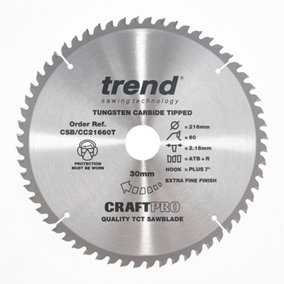 Trend CSB/CC21660T Mitre Saw Blade Crosscut 216mm X 60 Teeth X 30mm Thin Kerf
