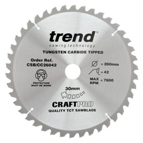 Trend CSB/CC26042 Craft Mitre Saw Blade Crosscut 260mm 42T Makita LS1018 LS1040