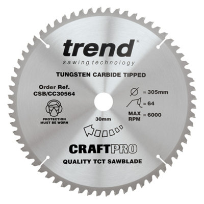 Trend CSB/CC30564 305mm Mitre Saw Blade Crosscut 64T Metabo KGS305 Makita LS1216