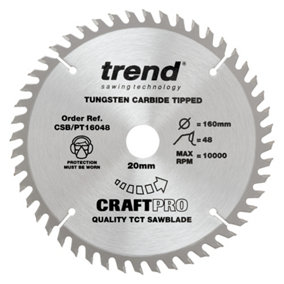 Trend CSB/PT16048 160mm 20mm Bore 48T Fine Cut Plunge Saw Blade Festool TS55