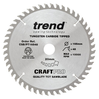 Trend CSB/PT16548 165mm 20mm Bore 48T Fine Cut Plunge Saw Blade DWS520 SP6000