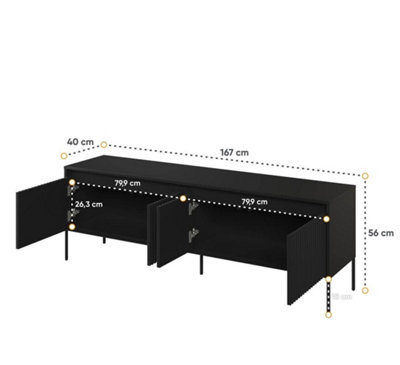 TREND Elegant TV Cabinet with Decorative LED Lighting (H)560mm (W)1670mm (D)400mm - Black Matt