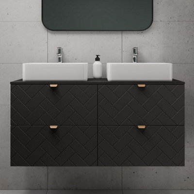 Trend Herringbone Pattern Door 120cm Bathroom Cabinet Vanity Unit with ...