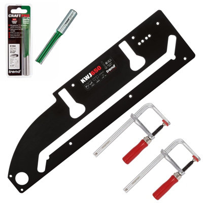 Trend KWJ650 650mm Kitchen Worktop Jig + 12.7 50mm C153 Cutter + Pair of Clamps