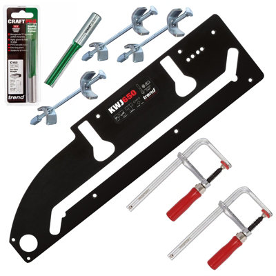 Trend KWJ650 650mm Kitchen Worktop Jig Inc Bolts 12.7 C153 Cutter Pair of Clamps