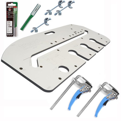 Trend KWJ700 Kitchen Worktop Jig Inc Joining Bolts Cutter Quick Release Clamps