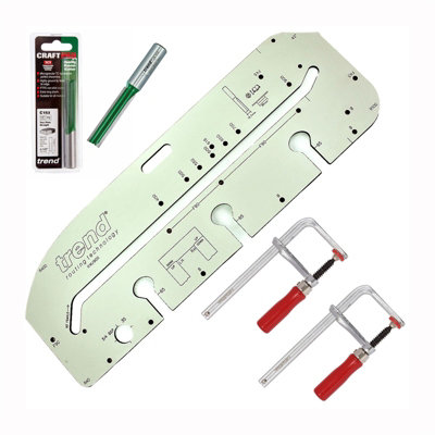 Trend KWJ900 Kitchen Worktop Jig 900mm + 12.7 50mm C153 Cutter + Pair