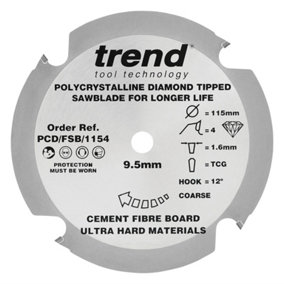 Trend PCD/FSB/1154 PCD Laminate Saw Blade 115mm 9.5mm Bore Chip Guard DCS571N-XJ
