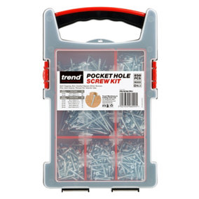 Trend PH/SCW/PK1 Pocket Hole Screws 850 Assorted Sizes in Organiser Course Fine