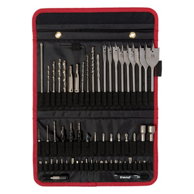 Trend QR/SET/2 Quick Release Assorted 60pc Drill Auger Flat Bit Countersink Set