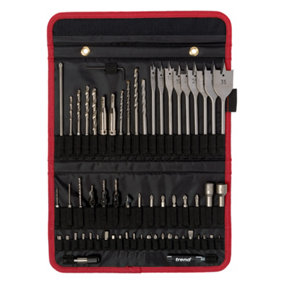 Trend QR/SET/2 Quick Release Assorted 60pc Drill Auger Flat Bit Countersink Set