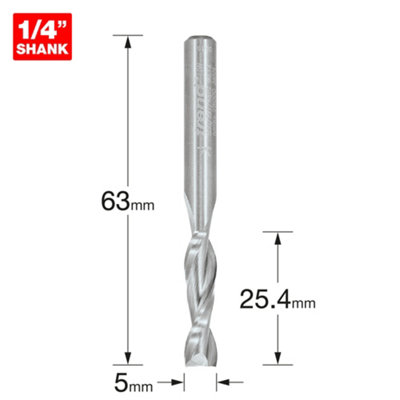 Trend S55/2X1/4STC Spiral Up-Cut  6.35mm Fine Finish Router Bit CNC and Portable