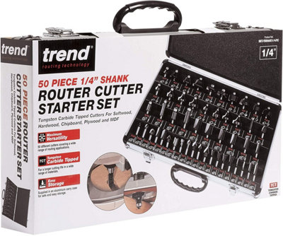 Trend SET/SS50X1/4TC 1/4" TCT Router Bit Starter Set 50 Piece 1/4in+ Metal Case