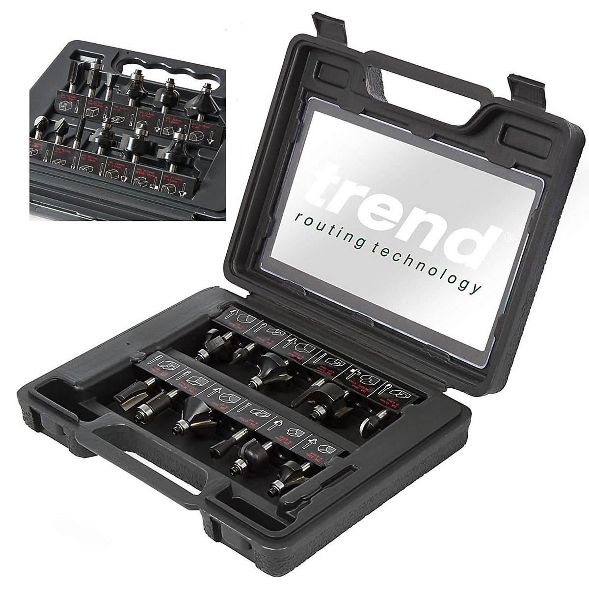 Trend SET/SS8X8MMTC 8mm Shank Router Bits TCT 12 Piece Trend SET/SS8X8MMTC 8mm Shank Router Bits TCT 12 Piece