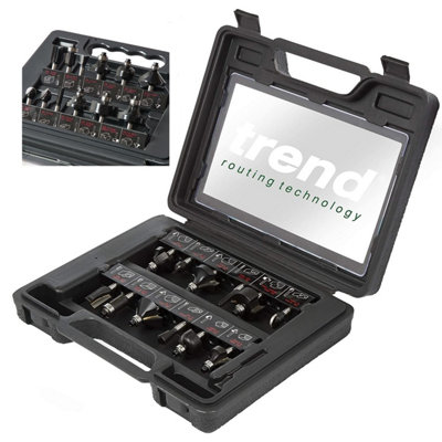 Trend SET/SS8X8MMTC 8mm Shank Router Bits TCT 12 Piece Cutter Set Cased