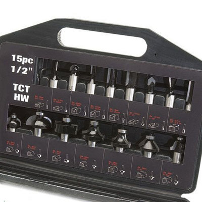 Trend SET/SS9X1/2TC 1/2in TCT Router Bit Starter Set, 15 Piece TRESETSS9TC