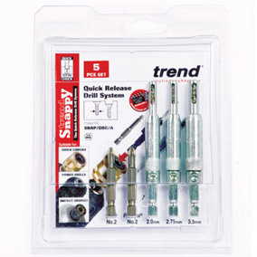 Trend Snappy Centring Guide Drill Bit 5pc Set No 6 8 10 Gauge Screws SNAP/DBG/A