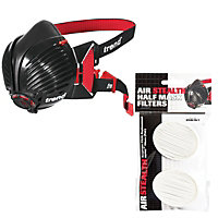Trend STEALTH/SM AIR STEALTH Half Face Dust Mask with Spare x2 P3 Filters S/M