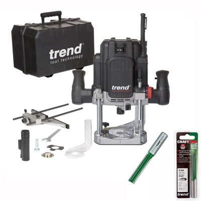 Trend T12EK 240V Variable Speed Plunge Router Soft Start 2300W + X2