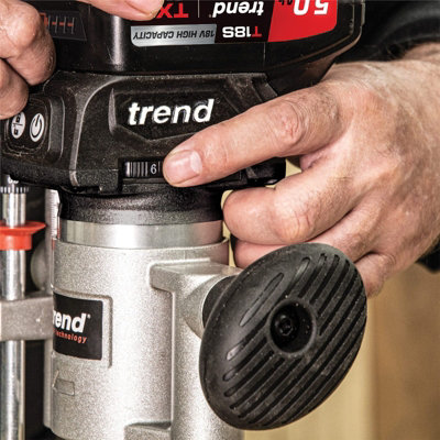 Trend T18S/R14K2 18v Cordless Brushless Router Trimmer + Plunge Base - 2 x 4.0Ah - 4
