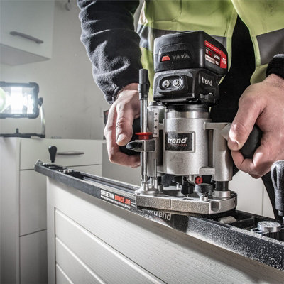 Trend T18S/R14K2 18v Cordless Brushless Router Trimmer + Plunge Base - 2 x 4.0Ah - 7