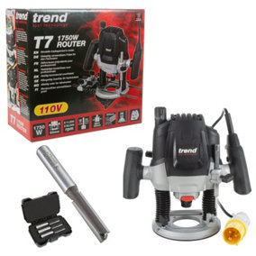 Trend T7ELK 1/2in 1750W Plunge Cut Router 110V + Kitchen Worktop 50mm Cutter Set