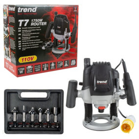 Trend T7ELK 1/2in 1750W Variable Speed Router Plunge Cut 110V 6 Piece Cutter Set