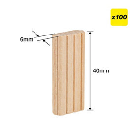 Trend TEN/6X40/100 Beechwood Mortice Tenons 6X40mm Festool Domino System X100