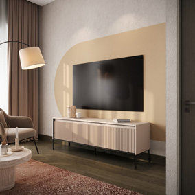Trend TR-05 Contemporary TV Cabinet 4 Doors with LED Lighting Sand Beige (W)1670mm (H)560mm (D)400mm