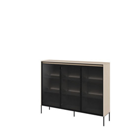 Trend TR-08 Display Cabinet in Beige - Contemporary Design with Glassed Doors & Push-to-Open - W1500mm x H1180mm x D340mm