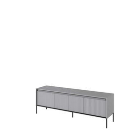 Trend TV Cabinet in Grey - Sleek and Functional Television Stand with Rippled Front and Black Metal Legs W1670mm x H560mm x D400mm