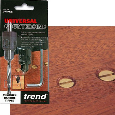 Trend UNI/CS TCT Countersink Drill Bit Attachment 3mm - 7.2mm Countersinking Bit