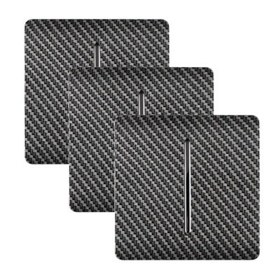 Trendi 1 Gang 2 Way 10 Amp Rocker Chrome Light Switch Glossy Carbon Fibre (3 Pack)