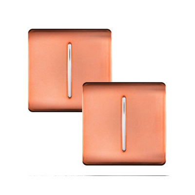 Trendi 1 Gang 2 Way 10 Amp Rocker Chrome Light Switch Glossy Copper (2 Pack)