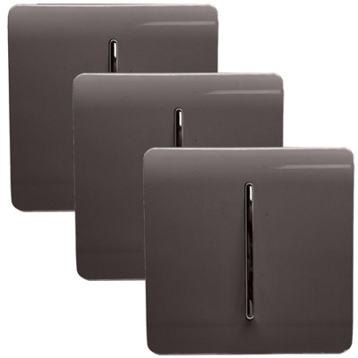 Trendi 1 Gang 2 Way 10 Amp Rocker Chrome Light Switch Glossy Dark Brown (3 Pack)