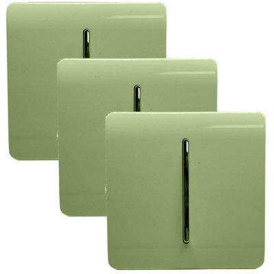 Trendi 1 Gang 2 Way 10 Amp Rocker Chrome Light Switch Glossy Moss Green (3 Pack)