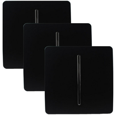 Trendi 1 Gang 2 Way 10 Amp Rocker Chrome Light Switch in Matt Black (3 Pack)